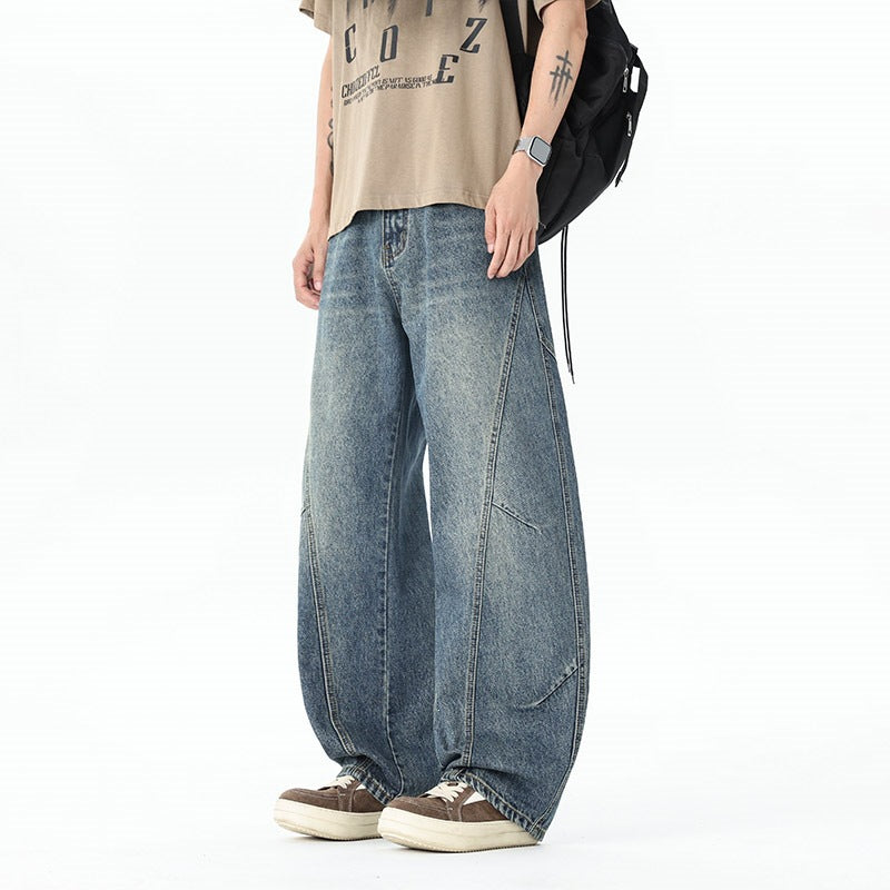 Herren Extraweite Baggy-Jeans mit tiefem Schritt und markanten Kontrastnähten Echo Archiv