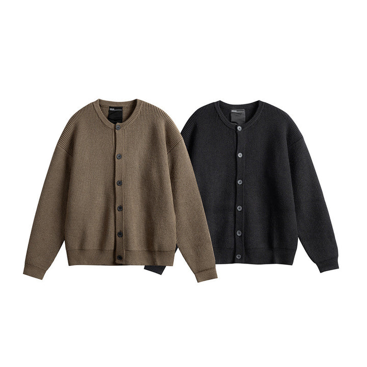 Damen Oversize-Rippenstrick-Cardigan mit Rundhals und durchgehender Knopfleiste Echoarchiv