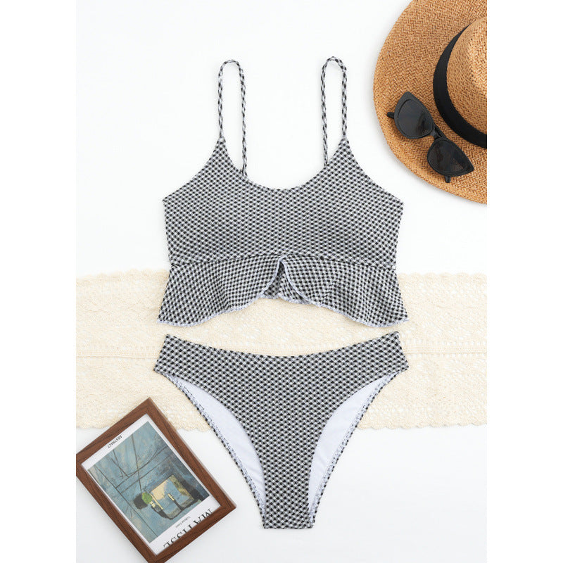 Damen Bikiniversatile mit Rüschen und Karomuster Echo Archiv
