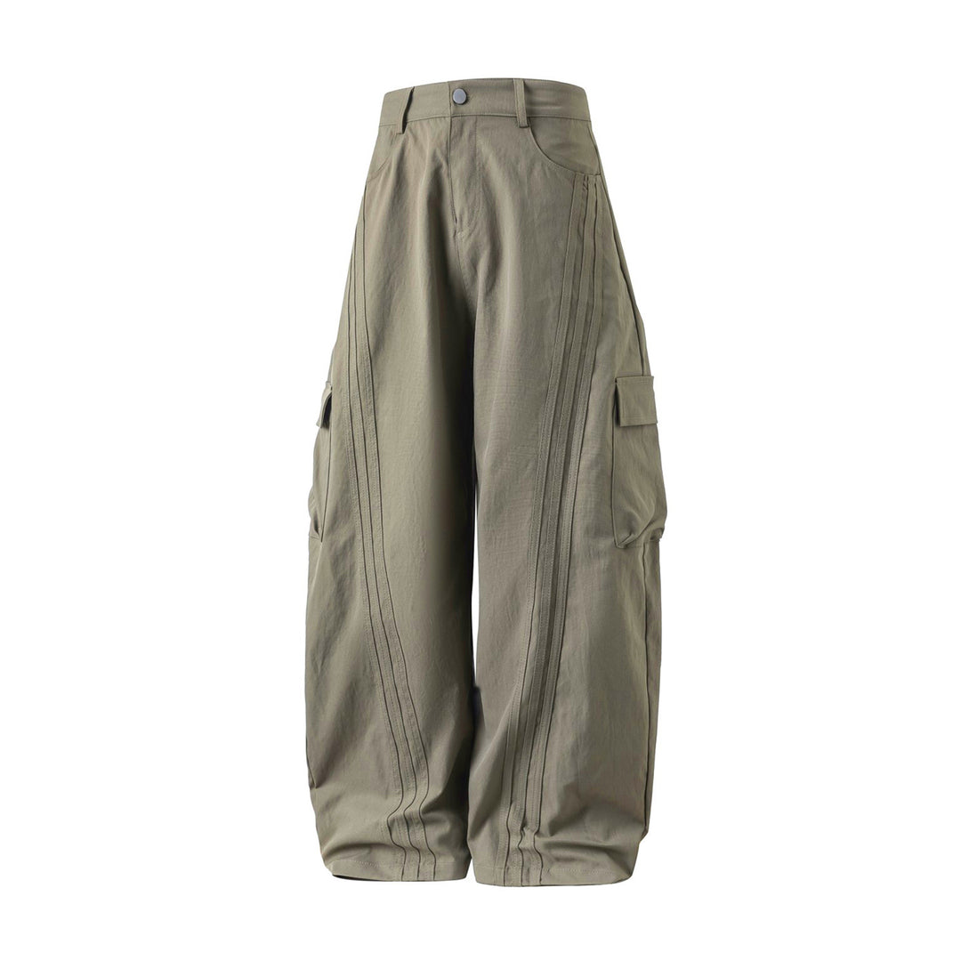 Unisex Oversize-Cargo Palazzohose mit hoher Taille, dekorativen Steppnähten und aufgesetzten Klappentaschen Echo Archiv