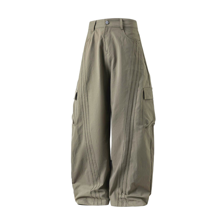 Unisex Oversize-Cargo Palazzohose mit hoher Taille, dekorativen Steppnähten und aufgesetzten Klappentaschen Echo Archiv