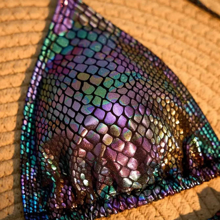 Damen Triangel-Bikini mit schimmerndem Schlangendesign Echo Archiv