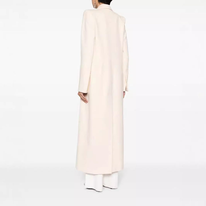 Damen Longline Wollmantel mit Ein-Knopf-Verschluss und tailliertem Revers Echoarchiv