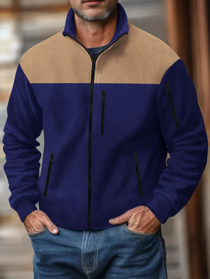 Herren Fleecejacke mit stylischem Farbdreieck-Design Echoarchiv