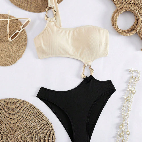Damen Einseitiger Bikini mit modischem Ringdetail Echo Archiv