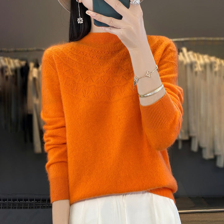 Damen Kuscheliger Mohair‑Optik Pullover mit Zierstruktur am Oberteil und Stehkragen Echoarchiv