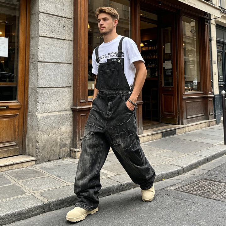 Herren Lässige Denim-Latzhose Echoarchiv