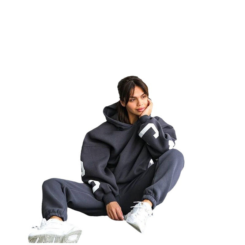 Damen Lässiger Oversize-SwEchoarchivtanzug mit Kapuze und elastischem Bund Echoarchiv