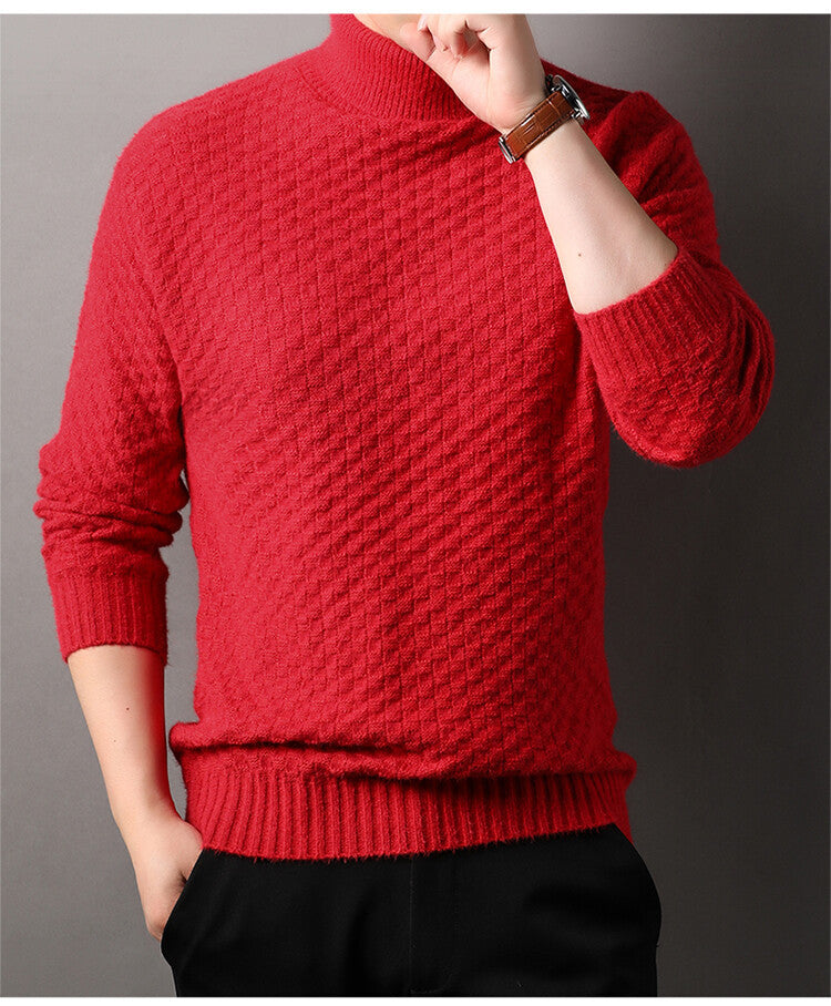 Herren Strickpullover mit hohem Kragen und strukturiertem Design Echoarchiv