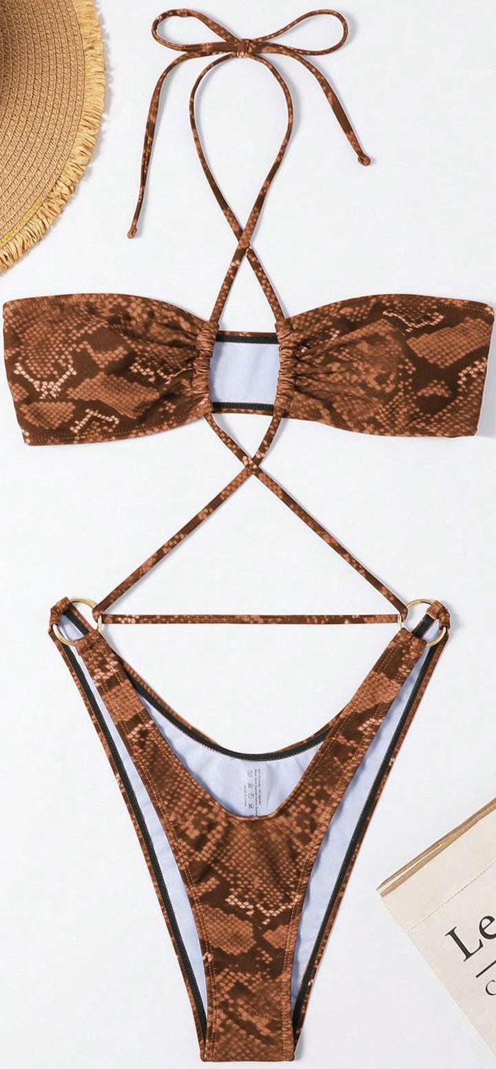 Damen Triangel-Bikini-Set mit raffiniertem Wickeldesign und dekorativen Schnürknoten Echo Archiv
