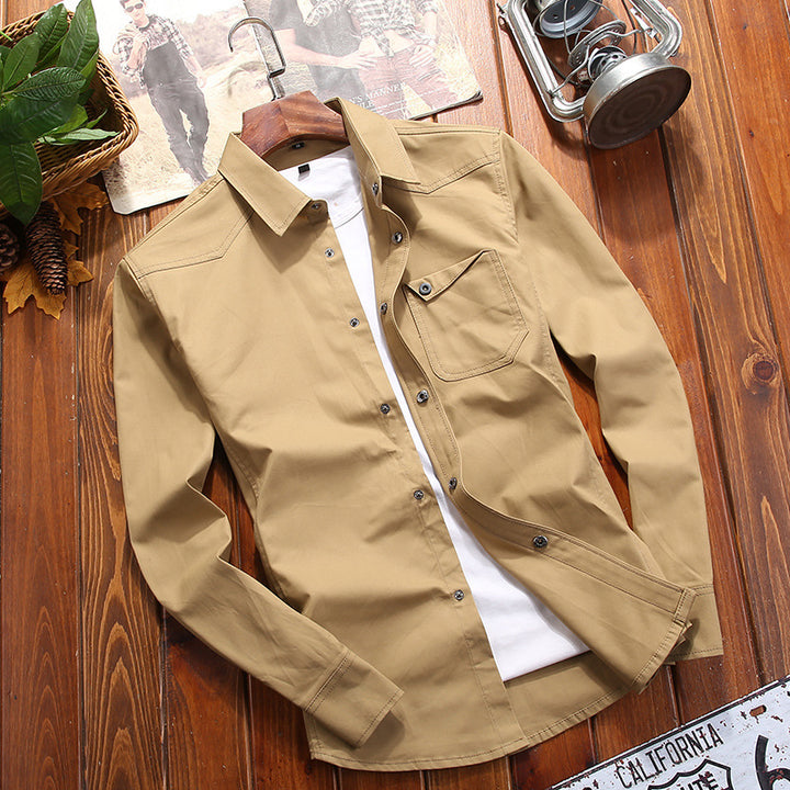 Herren Canvas-Overshirt im Worker‑Look mit Brustpattentasche und Western‑Nahtführung Echoarchiv