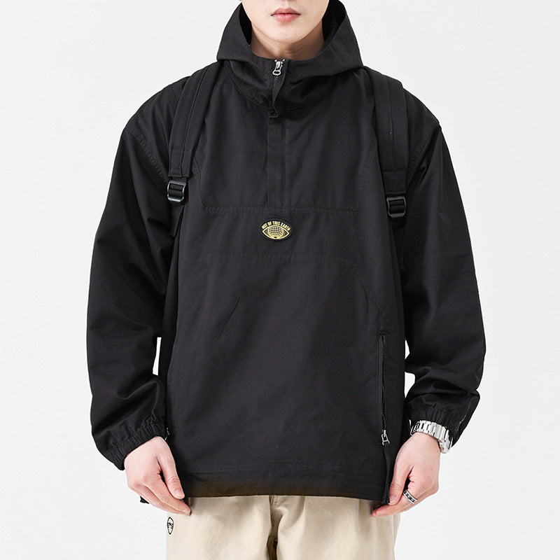 Herren Kapuzen-Anorak Pulloverjacke im Oversize-Utility-Stil Echoarchiv