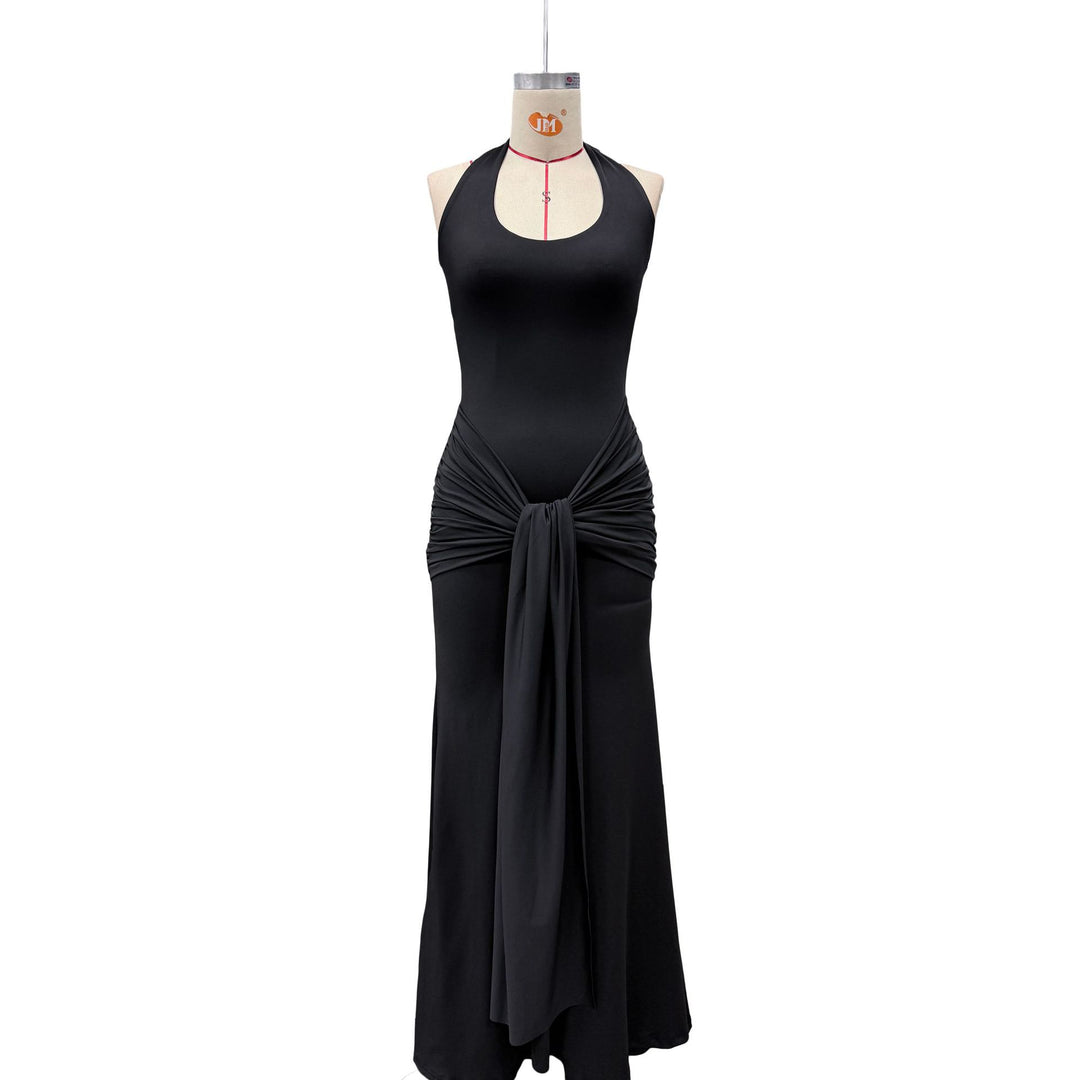 Damen Maxikleid mit elegantem Halterneck und raffinierten Drapierungen Echo Archiv