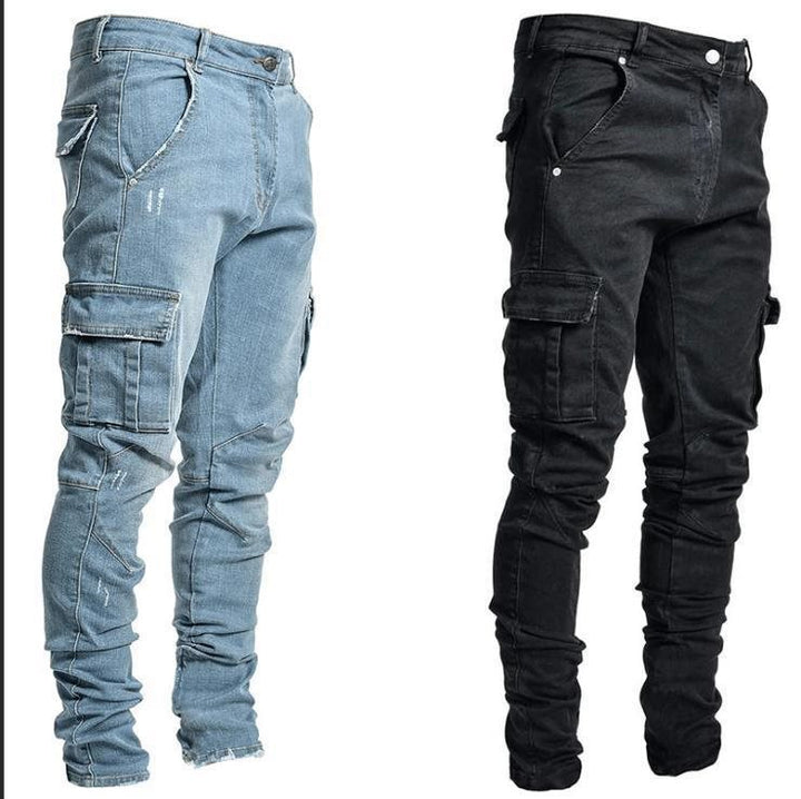 Herren Eng geschnittene Cargo-Jeans mit Stretch und Mehrfach-Taschen Echo Archiv