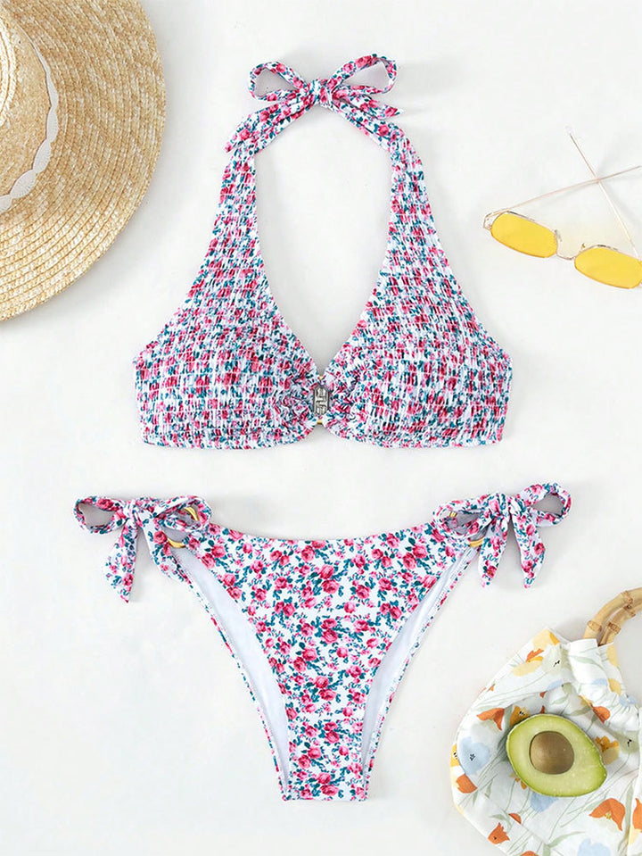 Damen Triangel-Bikini mit verspieltem Blumenmuster und komfortablen Schleifen Echo Archiv