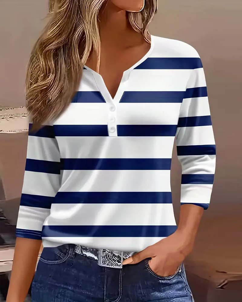 Damen Langarmshirt mit Maritimem Streifenmuster Echoarchiv