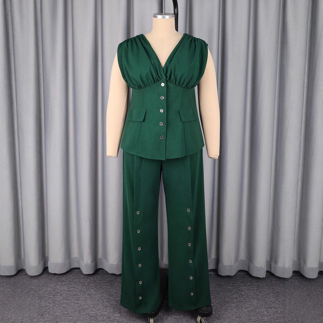 Damen Elegantes Jumpsuit mit drapiertem Oberteil und dekorativen Knöpfen Echo Archiv