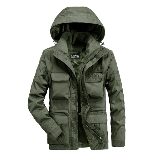 Herren moderne Funktionsjacke mit abnehmbarer Kapuze und mehreren Taschen Echoarchiv