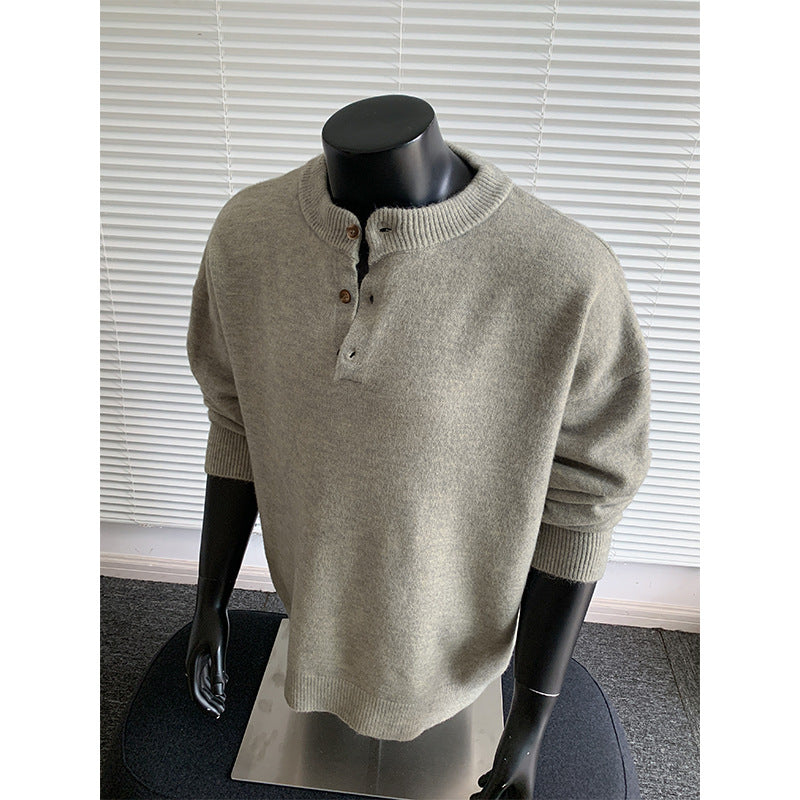 Herren Oversize-Strickpullover mit Henley-Kragen und Halbknopfleiste Echo Archiv