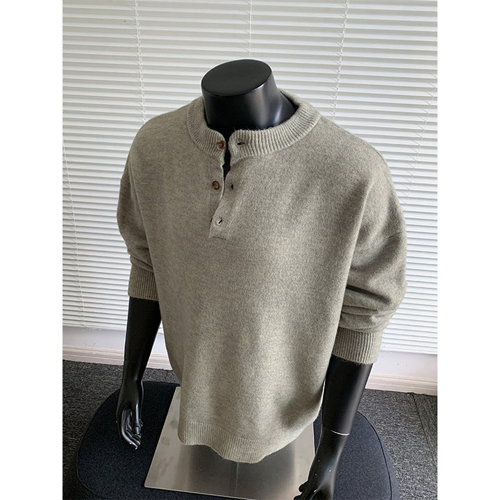 Herren Oversize-Strickpullover mit Henley-Kragen und Halbknopfleiste Echo Archiv