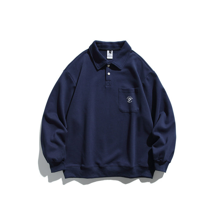 Unisex Relaxed-Fit Polokragen-Sweatshirt mit Brusttasche und feiner Ponte-Struktur Echoarchiv