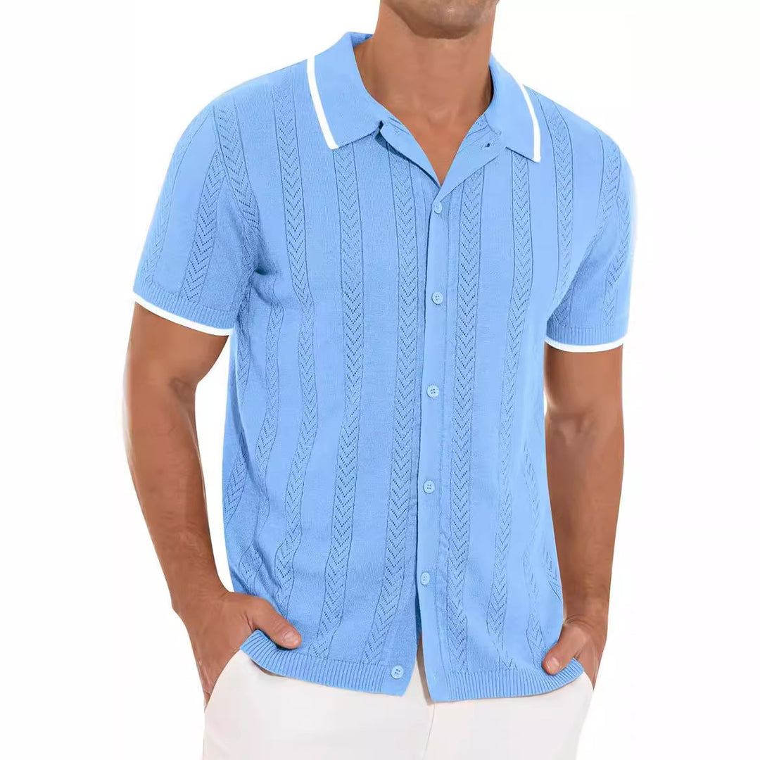 Herren Kurzarmpoloshirt mit strukturiertem Design Echoarchiv
