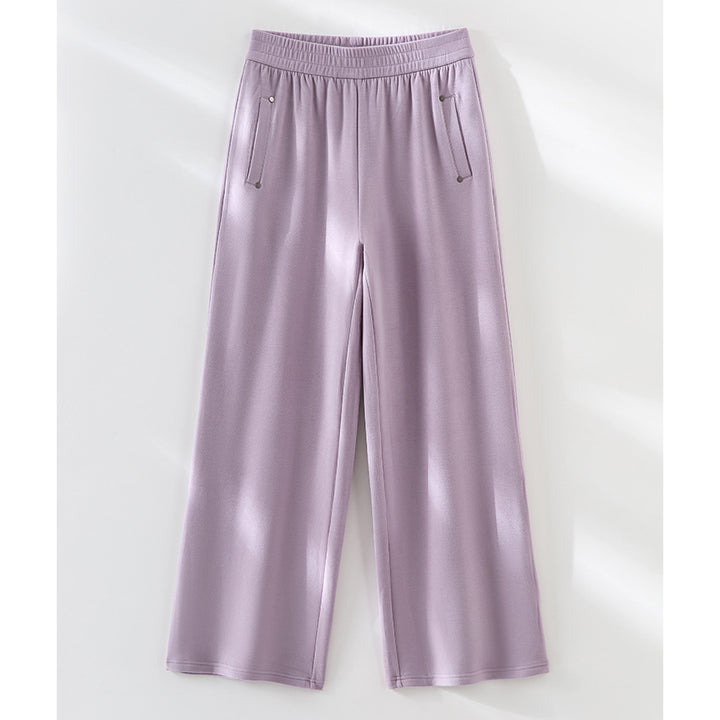 Damen Weite Satin-Loungehose mit elastischem Bund und Eingrifftaschen Echoarchiv