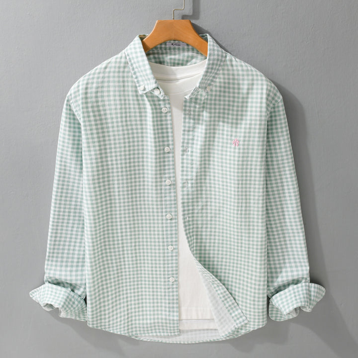 Herren Kariertes Baumwollhemd mit Button-Down-Kragen und relaxed Fit Echoarchiv