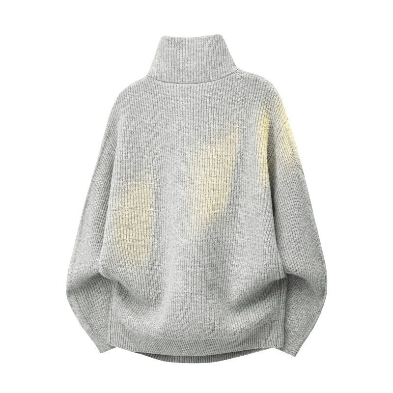 Damen Oversize Zopfstrickpullover mit hohem Rollkragen und Knopfleiste Echoarchiv