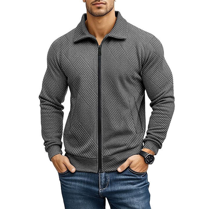 Herren Strickjacke mit strukturiertem Design und sportlichem Kragen Echoarchiv