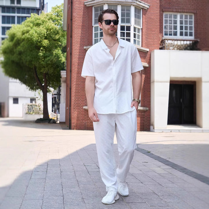 Herren modisches Kurzarmhemd und passende Hose Set Echoarchiv