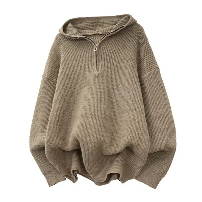 Damen Stilvoller Kapuzenpullover mit Halbreißverschluss Echoarchiv