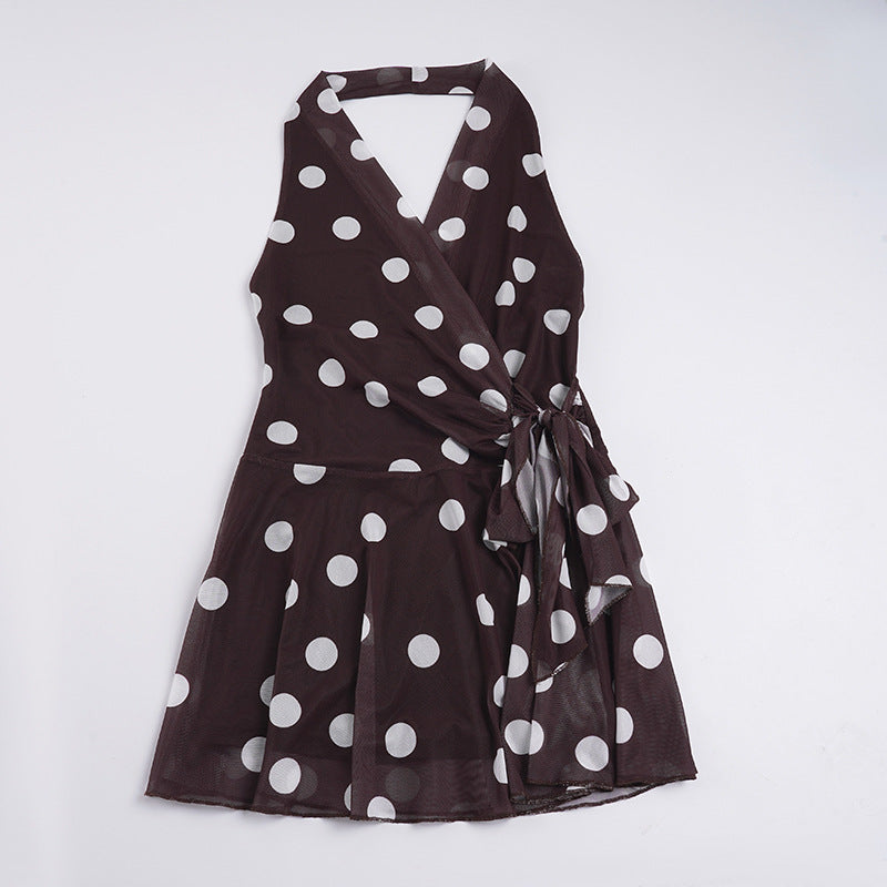 Damen verführerisches Wickelkleid mit Polka-Dot-Muster und raffiniertem Design Echo Archiv