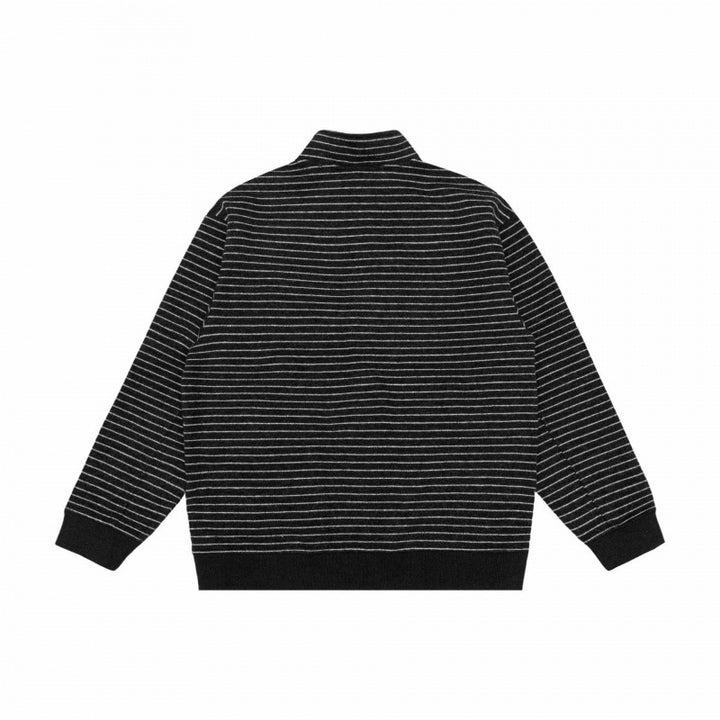 Unisex Gestreifte Strick-Zipjacke mit Stehkragen und aufgesetzten Eingrifftaschen Echo Archiv