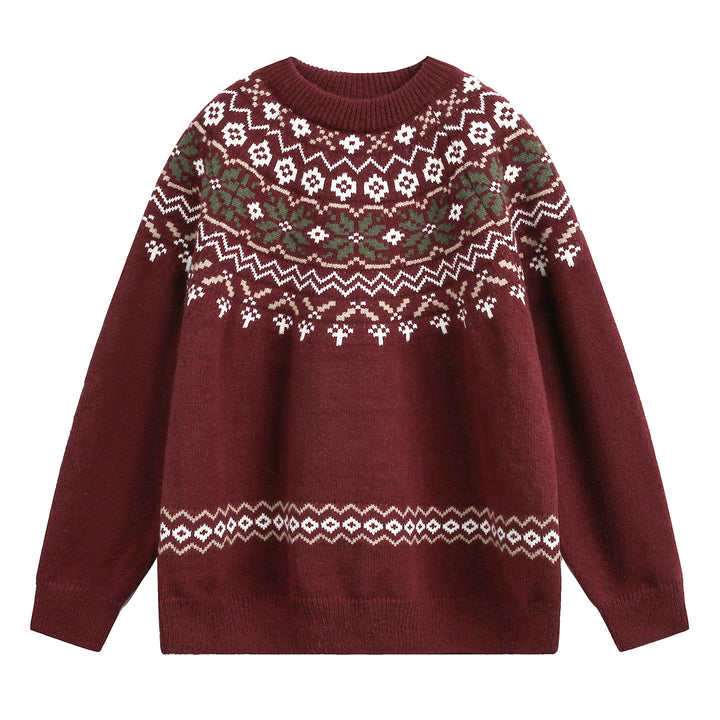 Damen Fair‑Isle Strickpullover im Norwegerstil mit Rundhals und überschnittener Schulter Echo Archiv