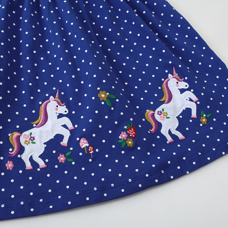 Mädchen Kleid mit Punkten und Einhornstickerei Echo Archiv