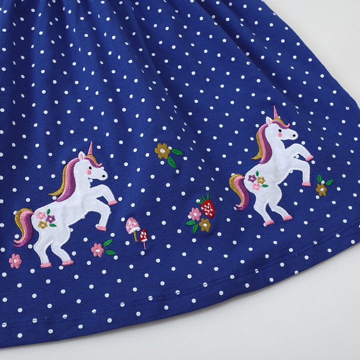 Mädchen Kleid mit Punkten und Einhornstickerei Echo Archiv