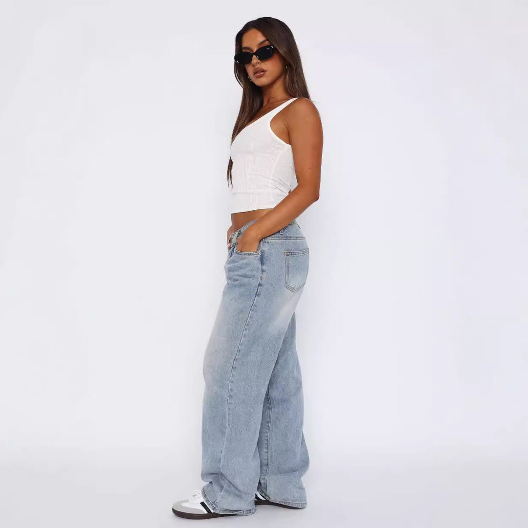 Damen lässige weite Jeans mit hohem Bund und modischem Schnitt Echo Archiv