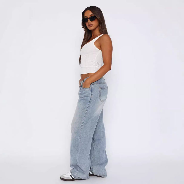 Damen lässige weite Jeans mit hohem Bund und modischem Schnitt Echo Archiv