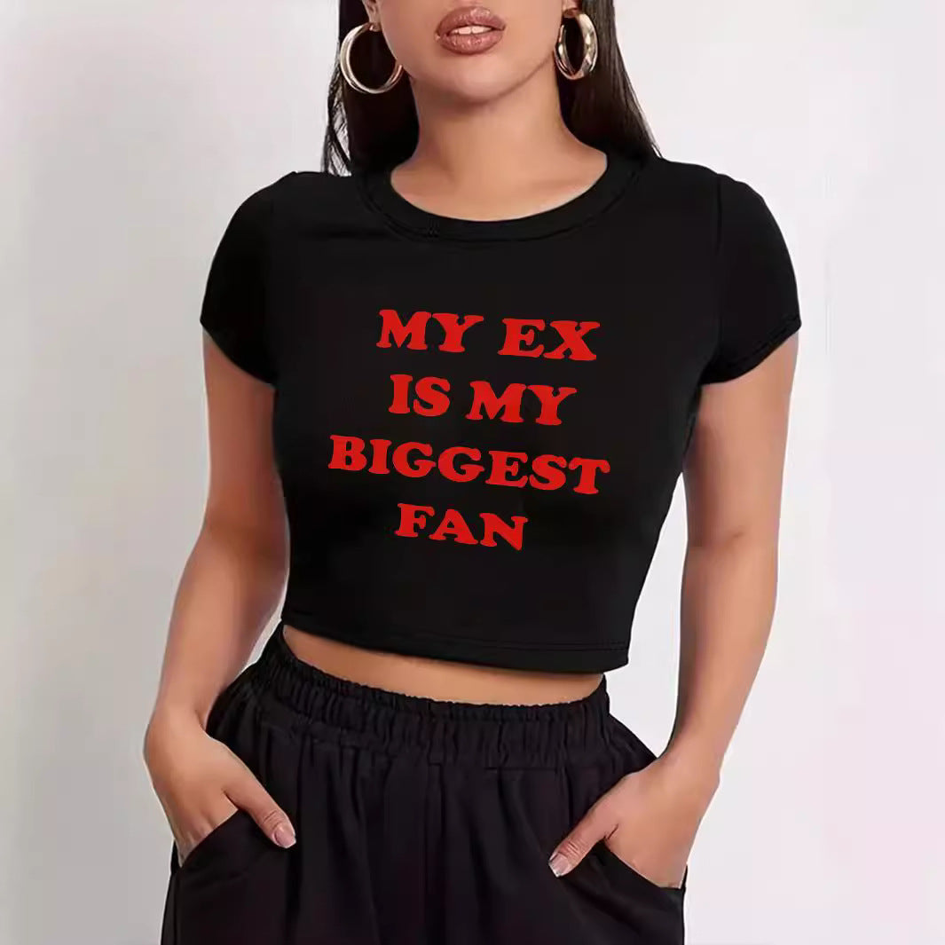 Damen Crop-T-Shirt mit inspirierendem Statementdruck Echo Archiv