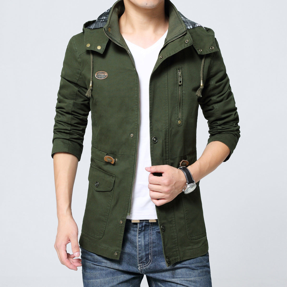 Herren Baumwollparka mit Kapuze, Kordelzug und Multifunktions‑Taschen – Taviero