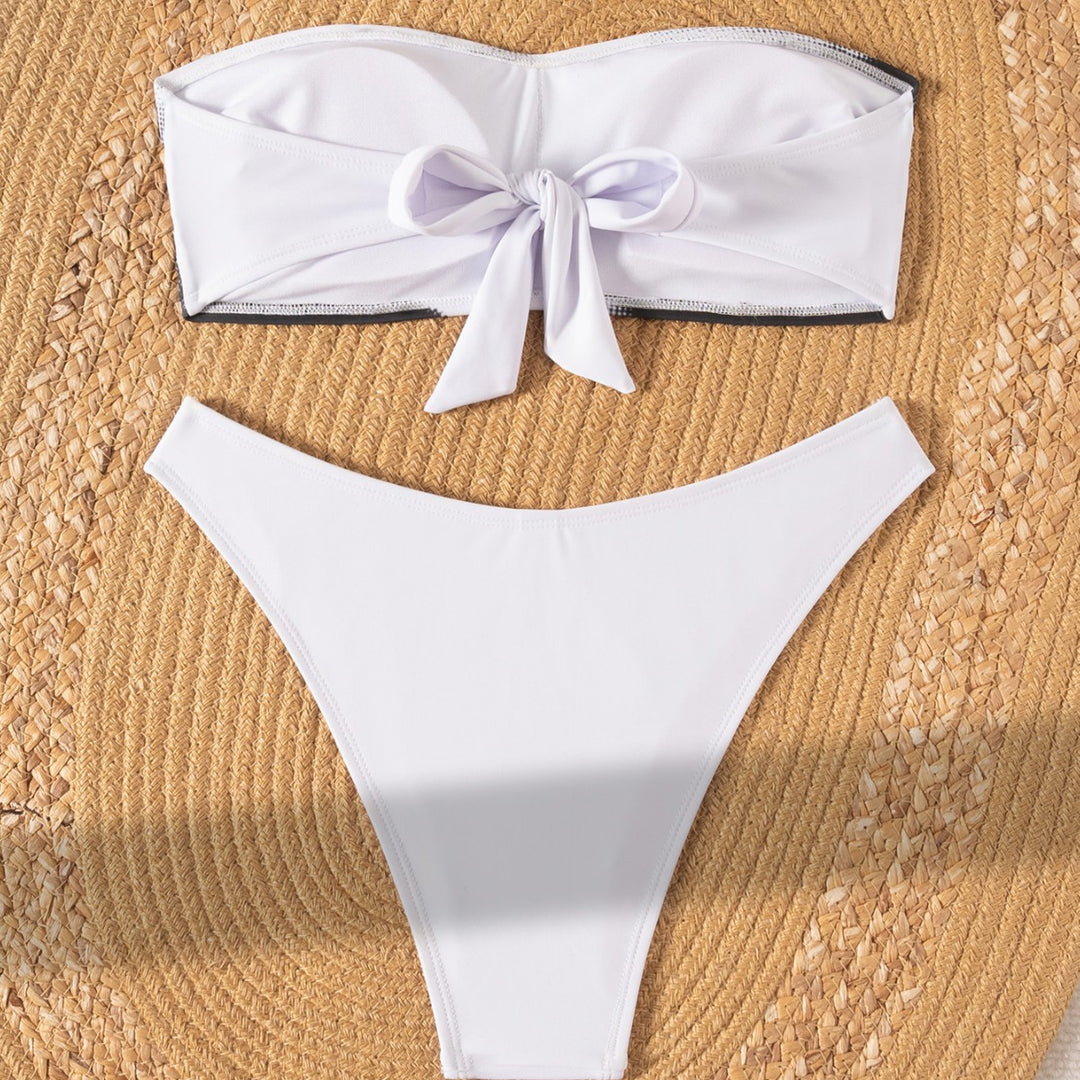 Damen Bandeau Bikini mit modischem Grafikdesign Echo Archiv
