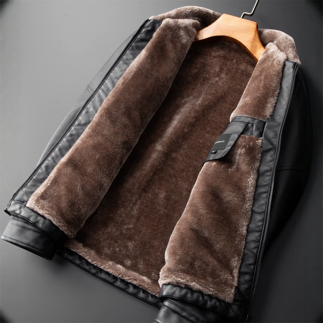 Herren Lässige Kunstlederjacke mit Teddyfutter Echo Archiv