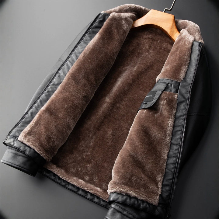 Herren Lässige Kunstlederjacke mit Teddyfutter Echo Archiv