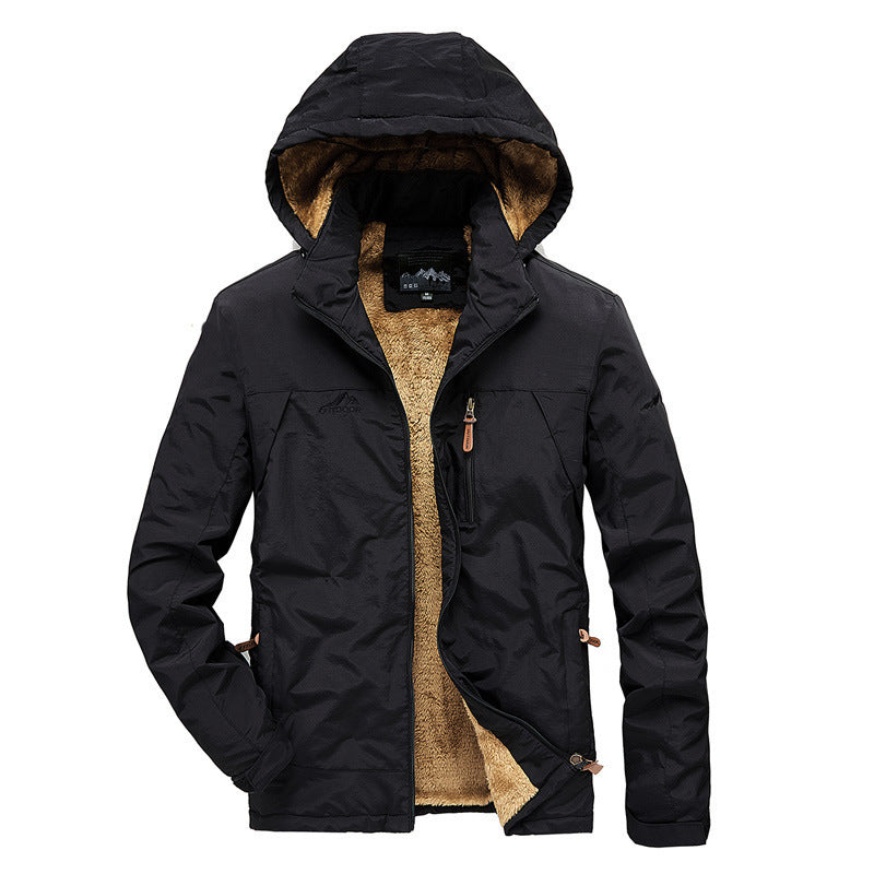 Herren Kapuzen-Outdoorjacke mit vollem Sherpa‑Innenfutter und winddichter Außenlage – Taviero