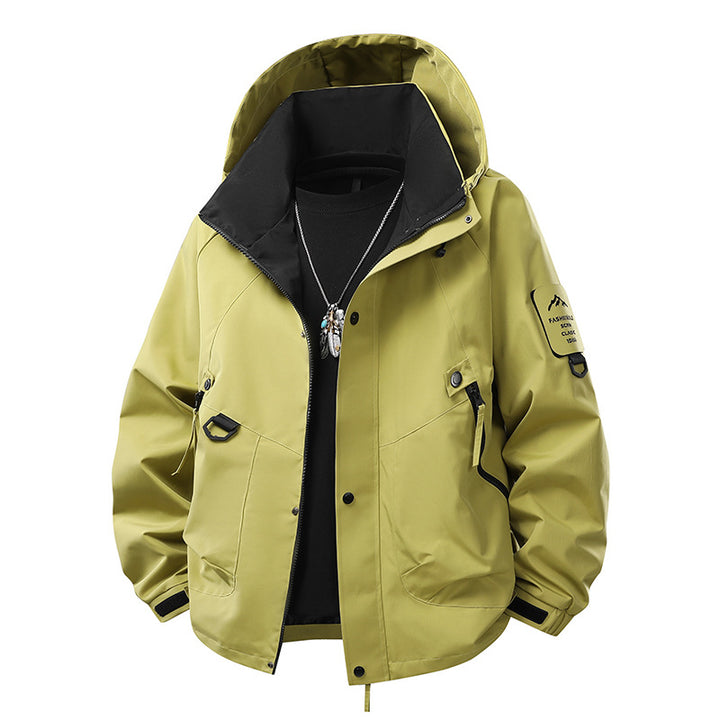 Herren Wasserabweisende Kapuzen‑Utility‑Jacke mit Multitaschen, Kordelzug und Reißverschluss Echoarchiv