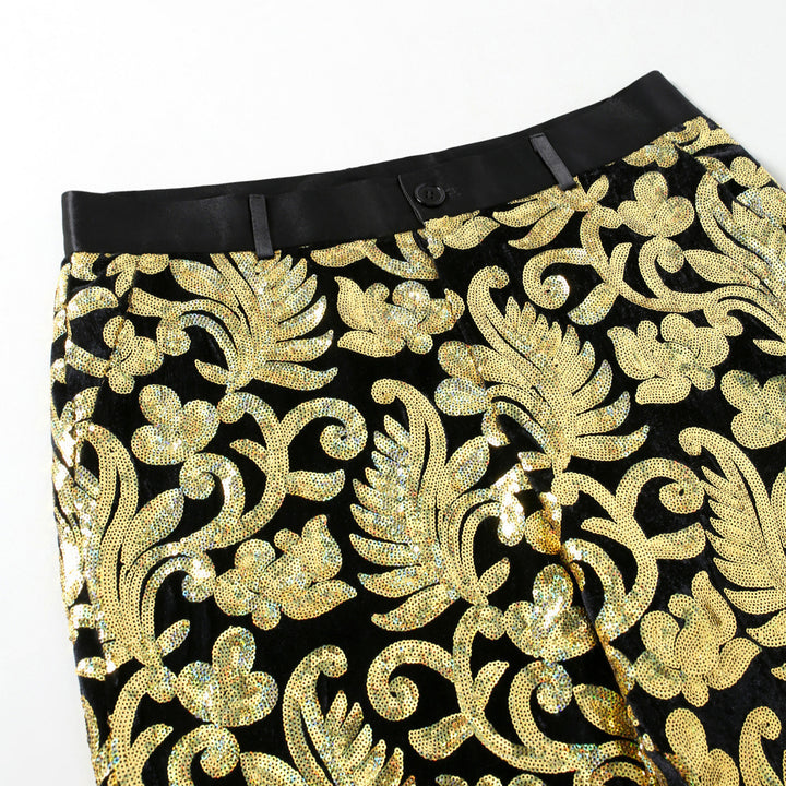 Herren elegante Pailletten-Anzughose mit floralen Mustern Echoarchiv