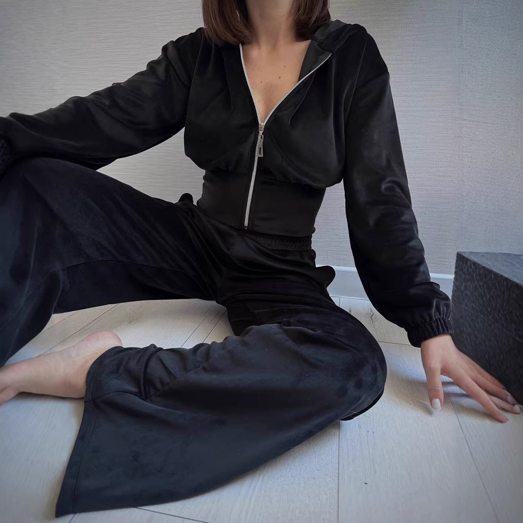 Damen Taillierte Cropped-Kapuzenjacke mit figurformendem Schlauchbund – Auréline