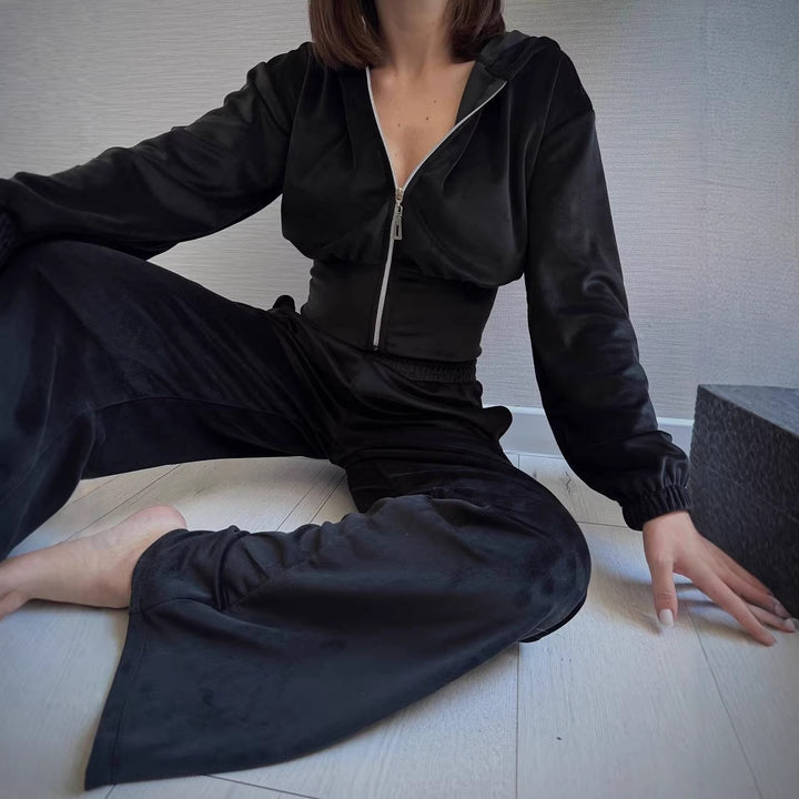 Damen Taillierte Cropped-Kapuzenjacke mit figurformendem Schlauchbund – Auréline