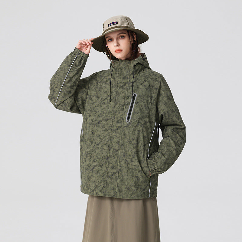 Herren technische Regenjacke mit Kapuze, wasserdichtem Material und Brust-Reißverschluss Echo Archiv